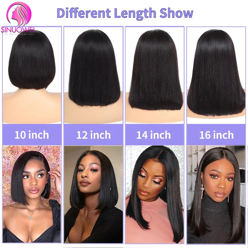 Straight Short Human Hair Wigs No Glue U Part Wig
