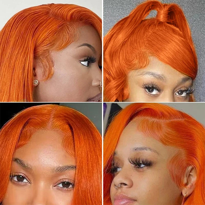 30 36 Inch Body Wave 13x6 Orange Ginger Lace Front Wigs Human Hair Pre Plucked 13x4 Human Hair Lace Frontal Wigs For Women