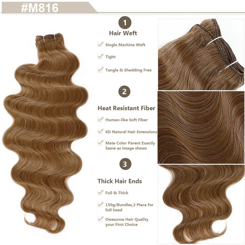 150g/pc Orange Brown Synthetic Hair Extension