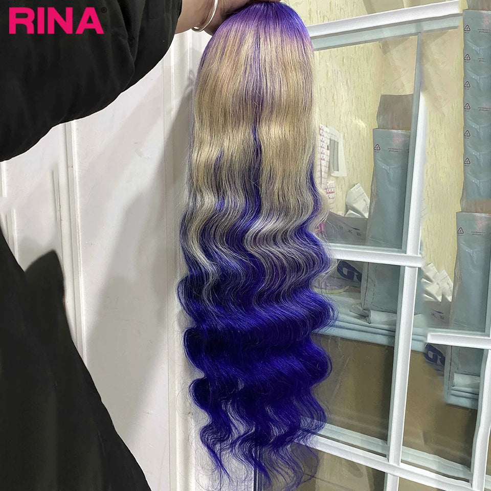 613 Purple 180 Density Body Wave Lace Front Wig Pre plucked Transparent Lace Wig 13x4 Lace Frontal Human Hair Wigs For Women