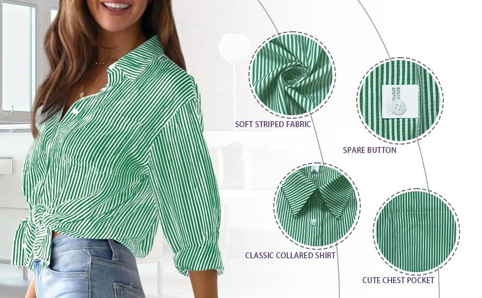 Women's Shirt Blouse Pink Striped classic Print,Button Long Sleeve Casual No pockets Daily Basic Shirt 2025 Fall & Winter Tops