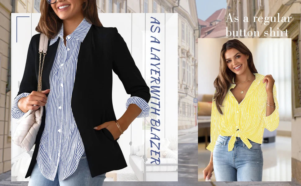 Women's Shirt Blouse Pink Striped classic Print,Button Long Sleeve Casual No pockets Daily Basic Shirt 2025 Fall & Winter Tops