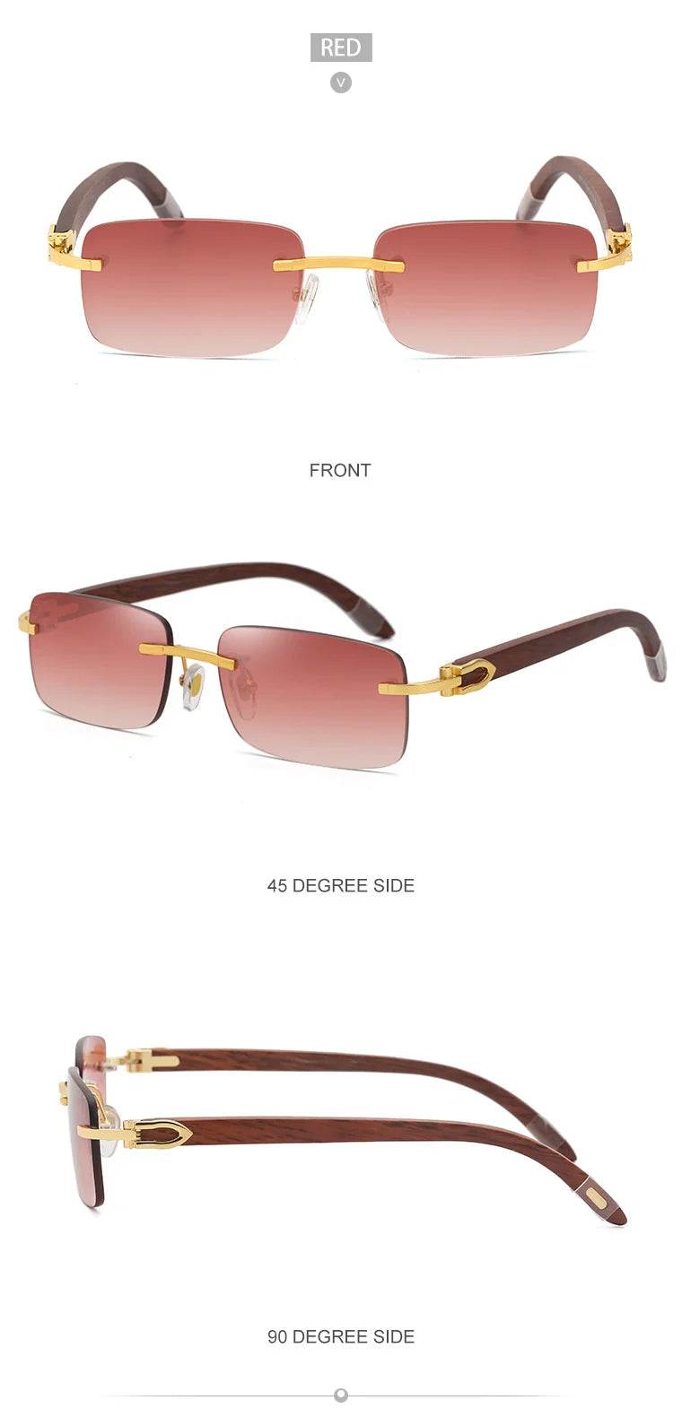Natural Rimless Wooden Sunglasses Men Women 2025 Trendy Original Wood Sun Glasses for Male Retro Rectangle Eyewear Shades Uv400