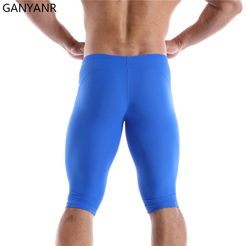 GANYANR Running Tights Men Compression Leggings Gym Sportswear Sexy Basketball Yoga Skins Sport Shorts Training Jogging Athletic