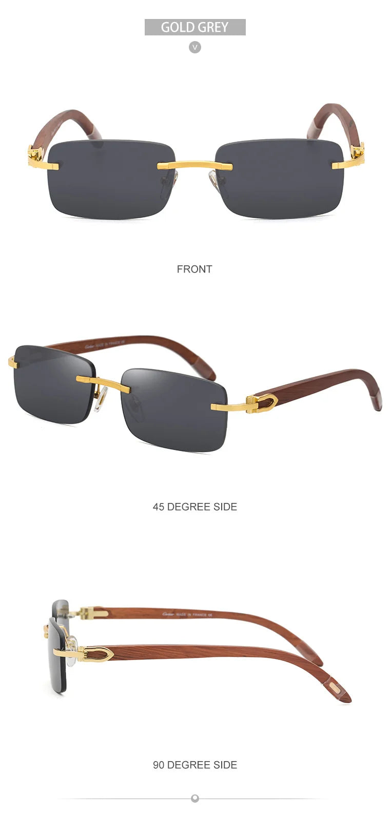 Natural Rimless Wooden Sunglasses Men Women 2025 Trendy Original Wood Sun Glasses for Male Retro Rectangle Eyewear Shades Uv400
