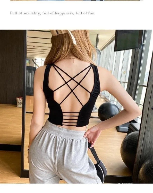 New Beauty Back Sports Bra Women Shockproof Sexy Breathable Athletic Fitness Running Gym Vest Sportswear Crop Push Up Top