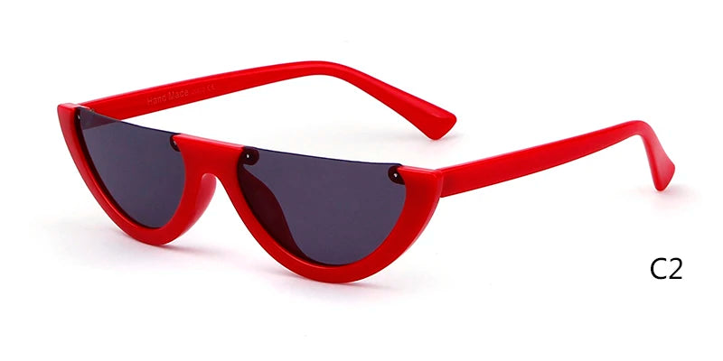 2025 Half Moon Slim Sunnies Sunglasses Women Brand Designer Retro Vintage Pink Lens Cat Eye Frame Sun Glasses Girls Shades 463B