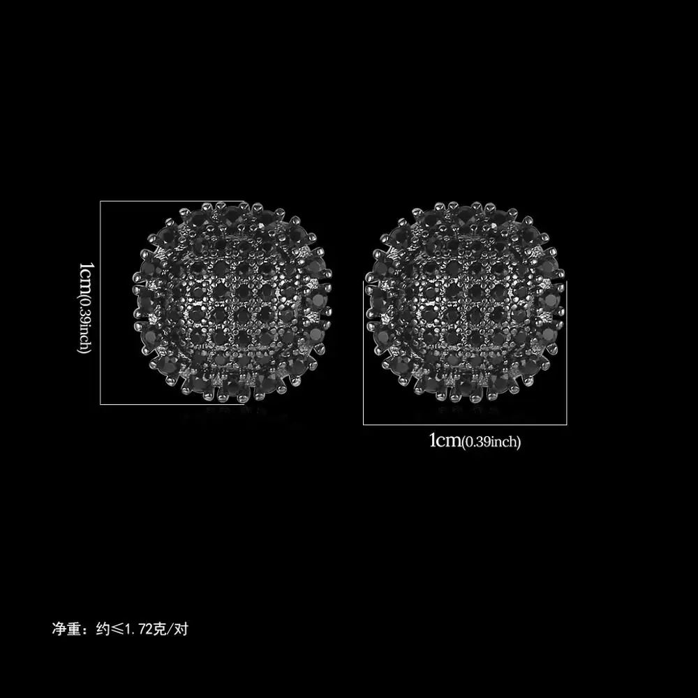 3 Colors Hip Hop CZ Stone Bling Iced Out Round Stud Earrings Cubic Zirconia Earring for Women Men Hiphop Rappy Jewelry Rose Gold