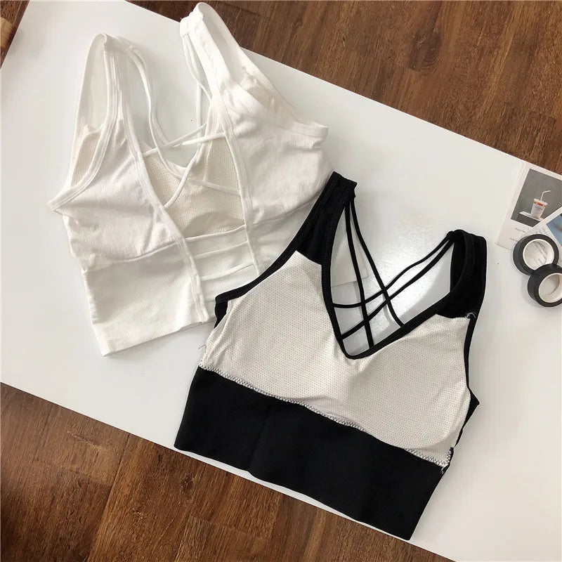 New Beauty Back Sports Bra Women Shockproof Sexy Breathable Athletic Fitness Running Gym Vest Sportswear Crop Push Up Top