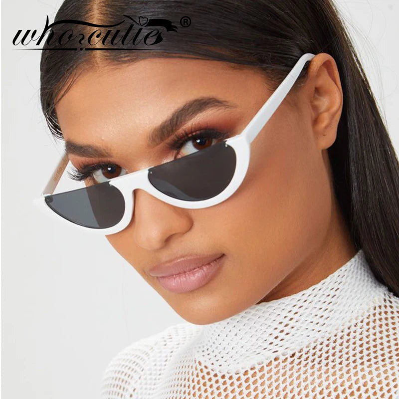 2025 Half Moon Slim Sunnies Sunglasses Women Brand Designer Retro Vintage Pink Lens Cat Eye Frame Sun Glasses Girls Shades 463B