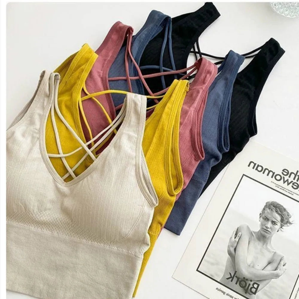 New Beauty Back Sports Bra Women Shockproof Sexy Breathable Athletic Fitness Running Gym Vest Sportswear Crop Push Up Top