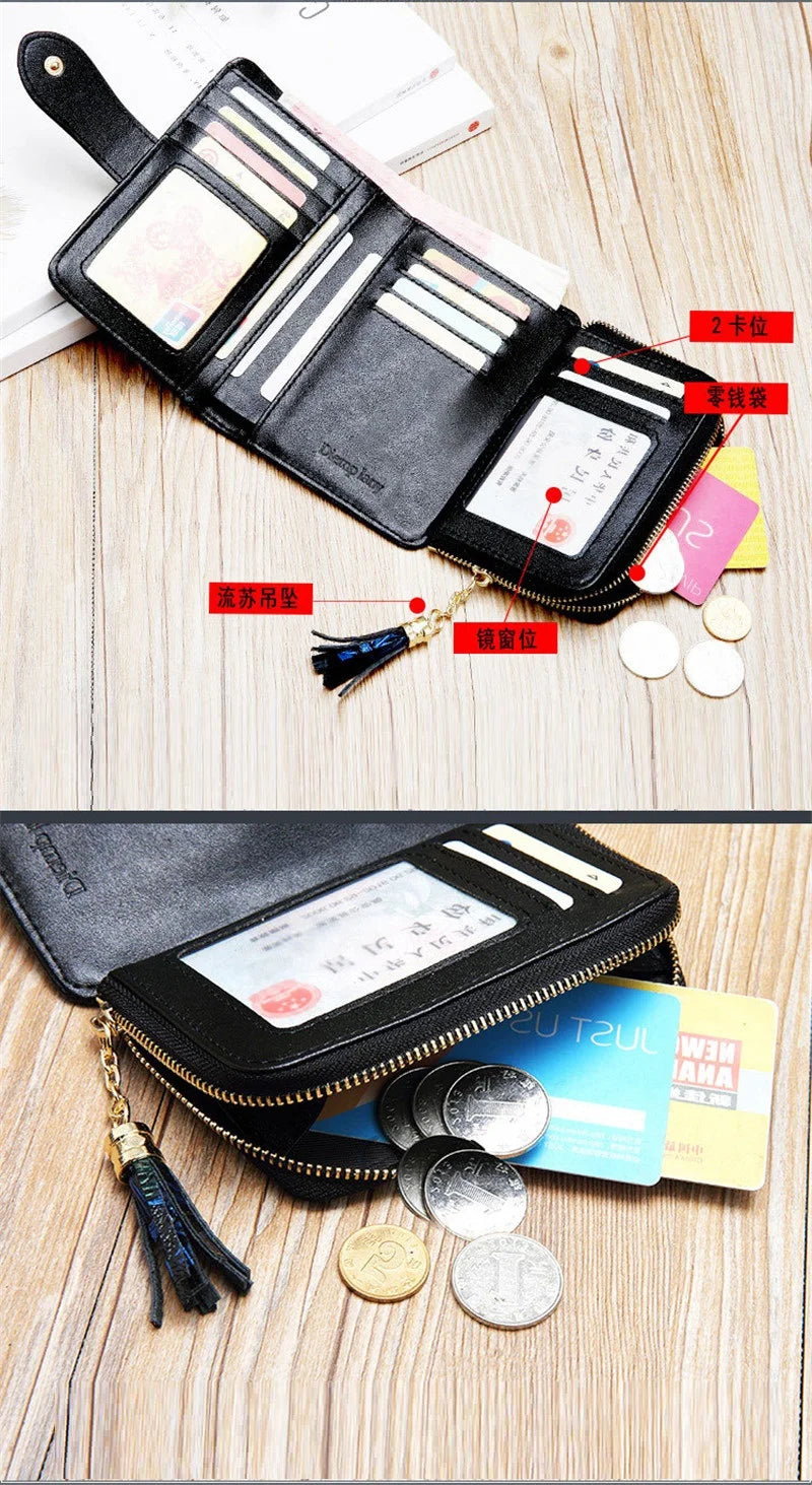 Floral Purse Short Women 2025 New Small Wallet Women Cards and Coins Cow Leather Purse Bag