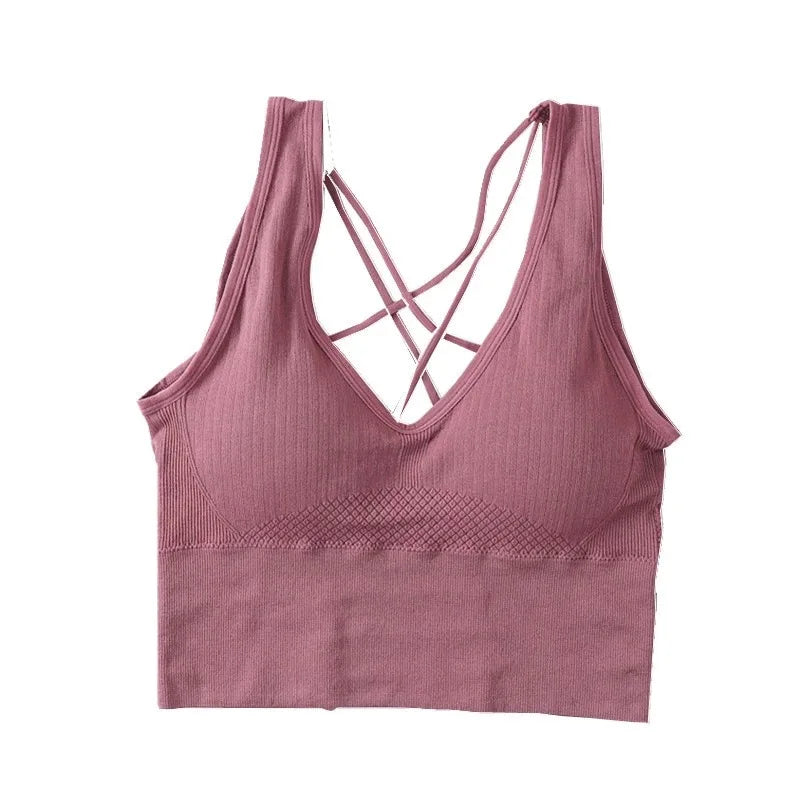 New Beauty Back Sports Bra Women Shockproof Sexy Breathable Athletic Fitness Running Gym Vest Sportswear Crop Push Up Top