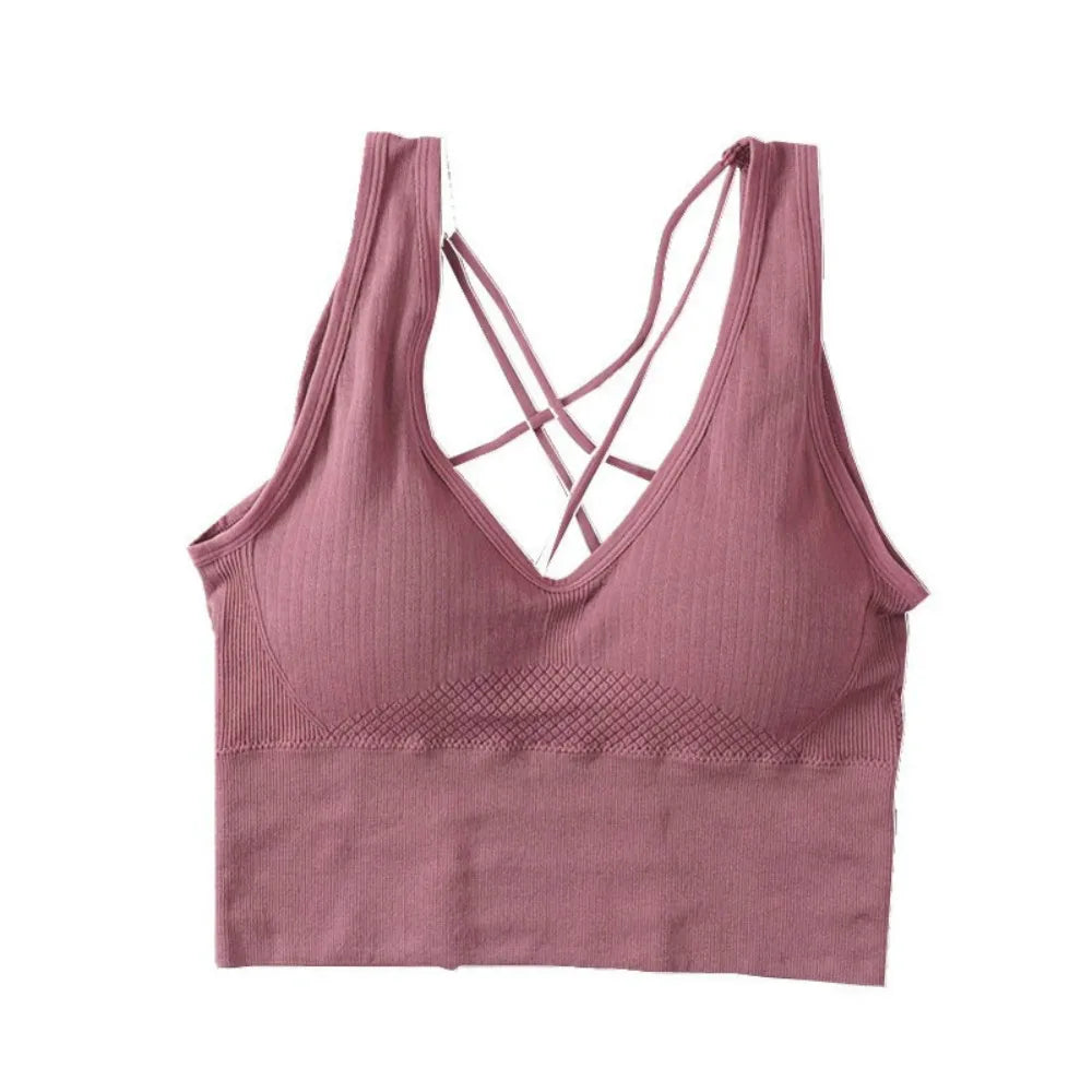 New Beauty Back Sports Bra Women Shockproof Sexy Breathable Athletic Fitness Running Gym Vest Sportswear Crop Push Up Top