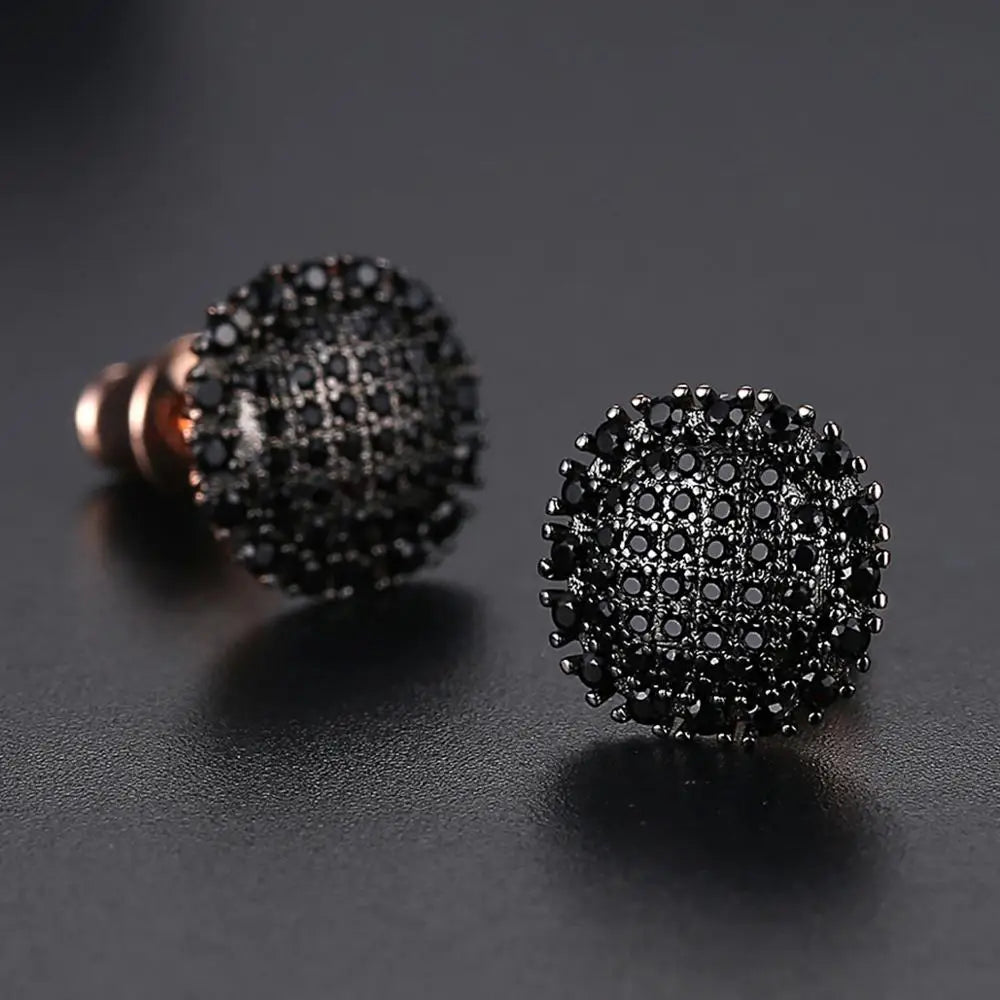 3 Colors Hip Hop CZ Stone Bling Iced Out Round Stud Earrings Cubic Zirconia Earring for Women Men Hiphop Rappy Jewelry Rose Gold