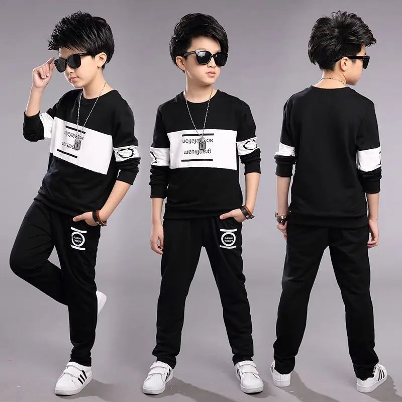 2025 Boys clothes sport suit casual sets spring letter child kids tracksuit t-shirt top and long pant 4 5 6 7 8 9 10 11 12 year
