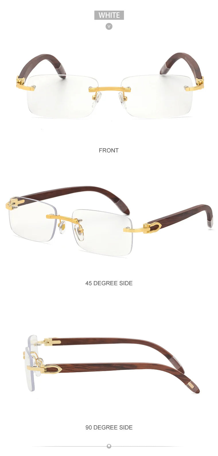 Natural Rimless Wooden Sunglasses Men Women 2025 Trendy Original Wood Sun Glasses for Male Retro Rectangle Eyewear Shades Uv400