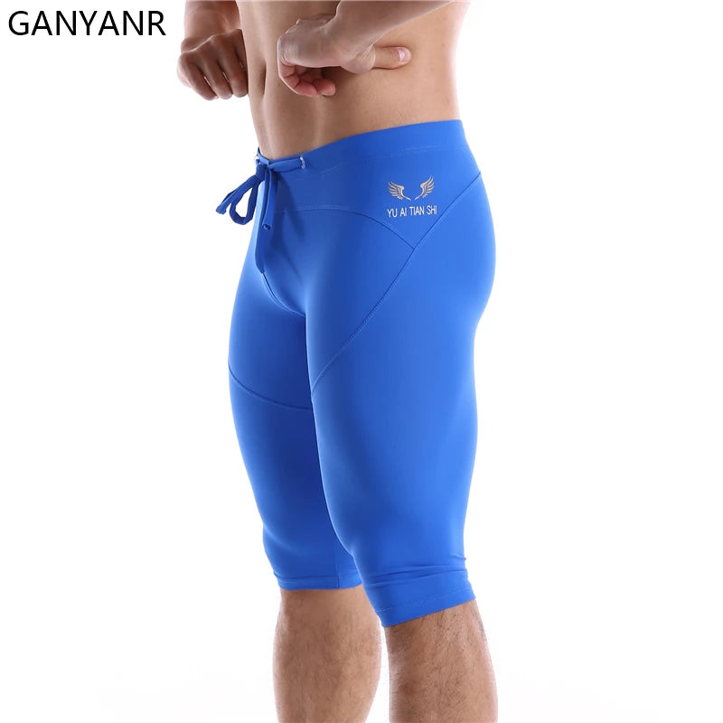 GANYANR Running Tights Men Compression Leggings Gym Sportswear Sexy Basketball Yoga Skins Sport Shorts Training Jogging Athletic