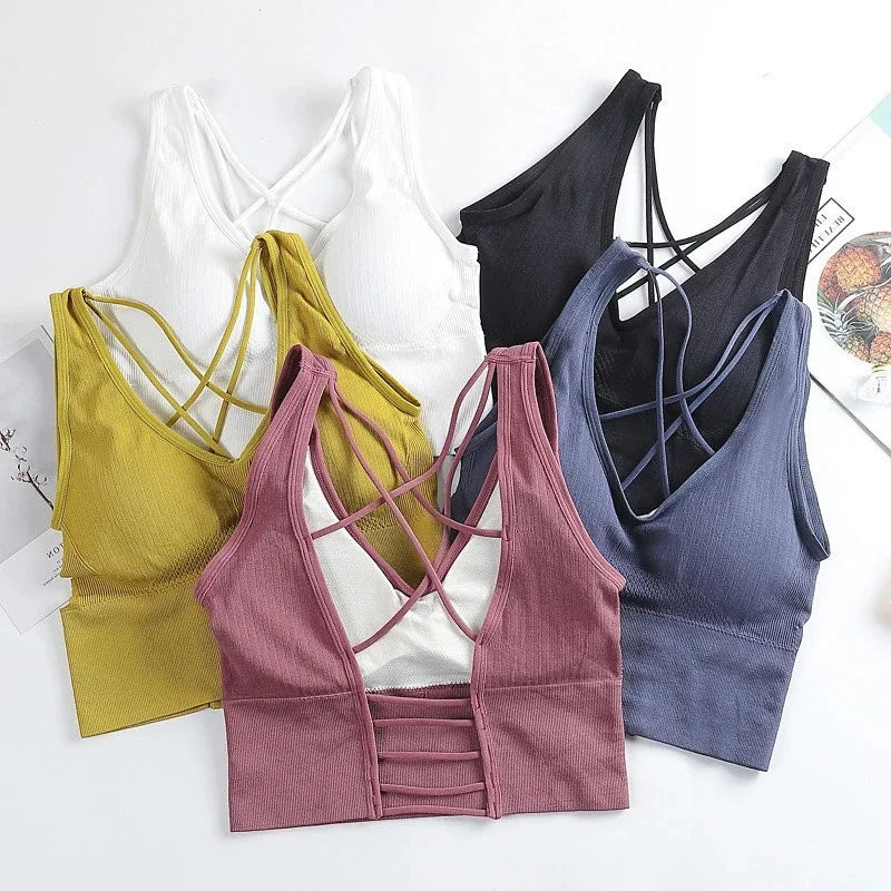 New Beauty Back Sports Bra Women Shockproof Sexy Breathable Athletic Fitness Running Gym Vest Sportswear Crop Push Up Top