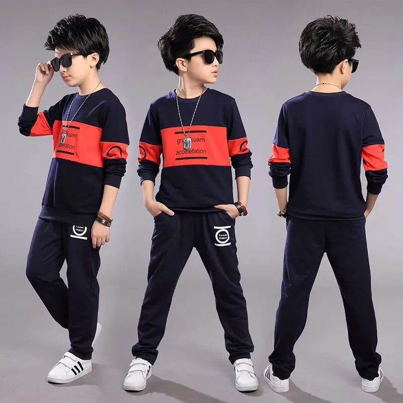 2025 Boys clothes sport suit casual sets spring letter child kids tracksuit t-shirt top and long pant 4 5 6 7 8 9 10 11 12 year