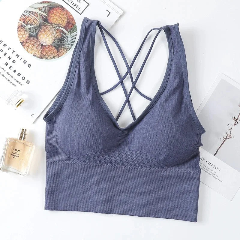 New Beauty Back Sports Bra Women Shockproof Sexy Breathable Athletic Fitness Running Gym Vest Sportswear Crop Push Up Top