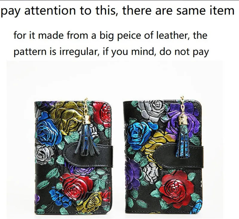 Floral Purse Short Women 2025 New Small Wallet Women Cards and Coins Cow Leather Purse Bag