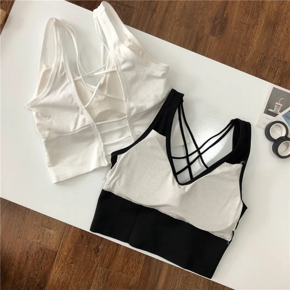 New Beauty Back Sports Bra Women Shockproof Sexy Breathable Athletic Fitness Running Gym Vest Sportswear Crop Push Up Top