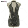 Keering Fashion Designer Silver Crystal 2023 Girls Clothing Sets Custom Glass Rhinestone Black Gold Applique for Dresses