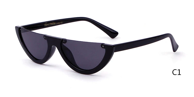 2025 Half Moon Slim Sunnies Sunglasses Women Brand Designer Retro Vintage Pink Lens Cat Eye Frame Sun Glasses Girls Shades 463B