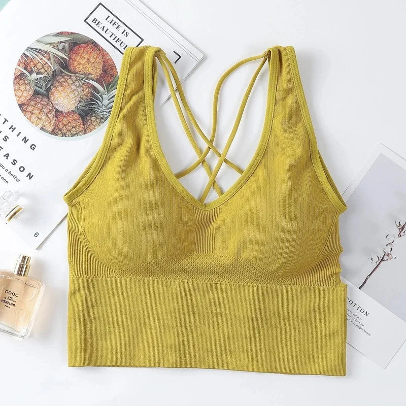 New Beauty Back Sports Bra Women Shockproof Sexy Breathable Athletic Fitness Running Gym Vest Sportswear Crop Push Up Top