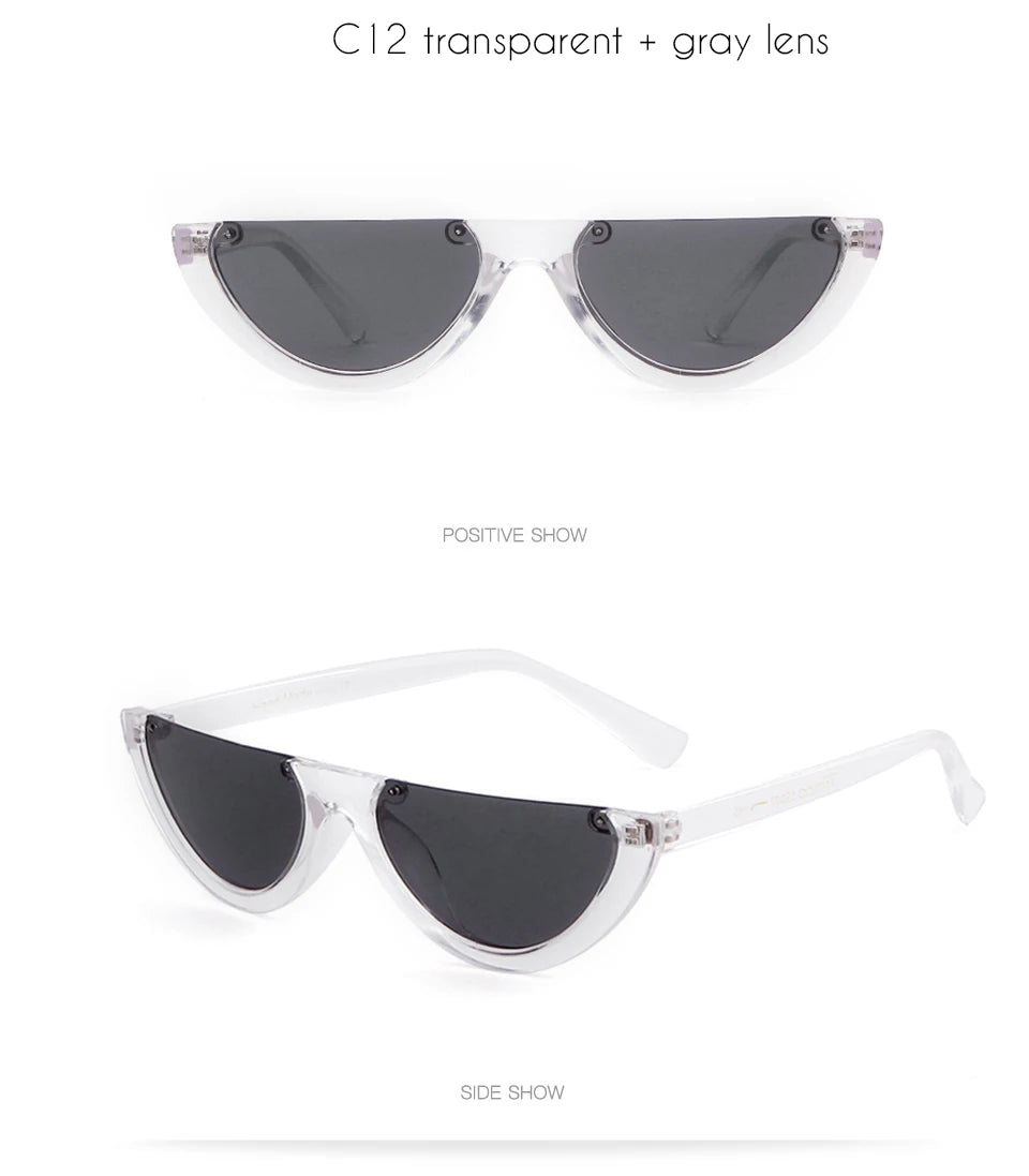 2025 Half Moon Slim Sunnies Sunglasses Women Brand Designer Retro Vintage Pink Lens Cat Eye Frame Sun Glasses Girls Shades 463B