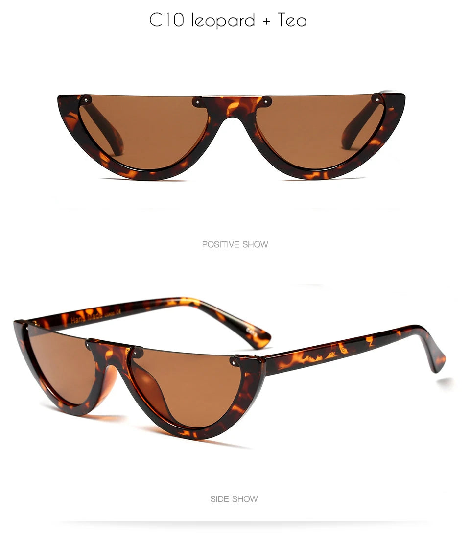 2025 Half Moon Slim Sunnies Sunglasses Women Brand Designer Retro Vintage Pink Lens Cat Eye Frame Sun Glasses Girls Shades 463B