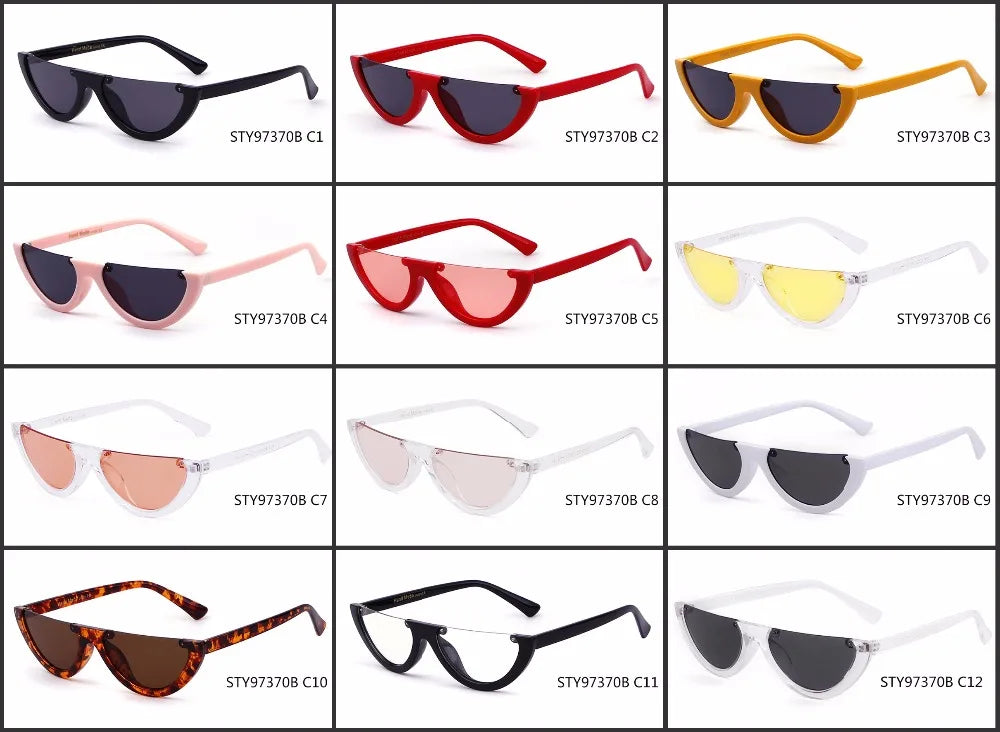 2025 Half Moon Slim Sunnies Sunglasses Women Brand Designer Retro Vintage Pink Lens Cat Eye Frame Sun Glasses Girls Shades 463B