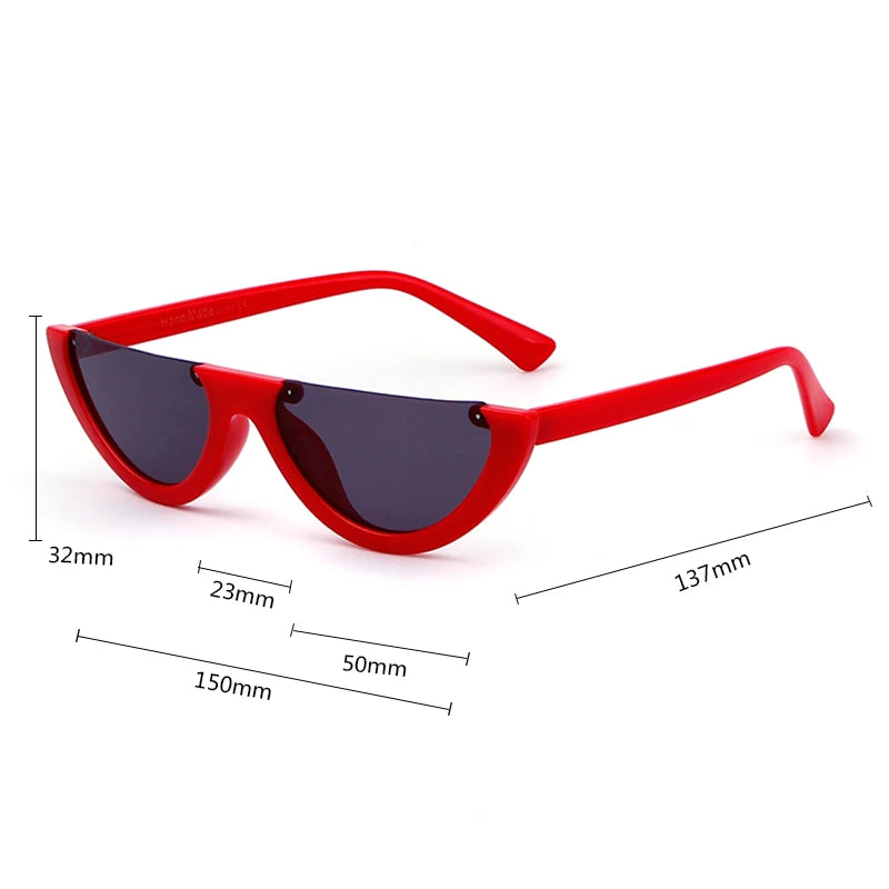 2025 Half Moon Slim Sunnies Sunglasses Women Brand Designer Retro Vintage Pink Lens Cat Eye Frame Sun Glasses Girls Shades 463B