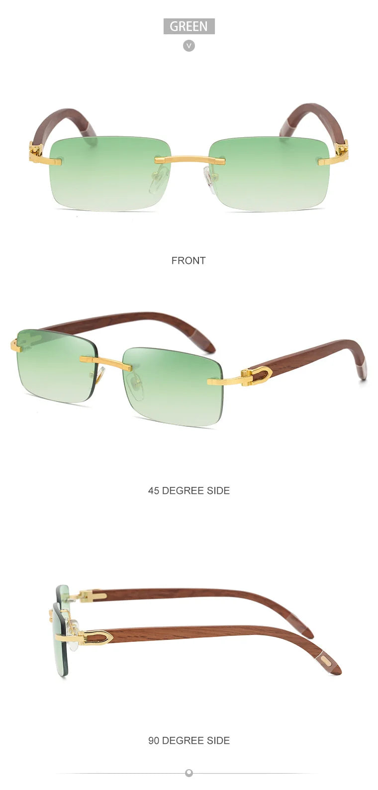 Natural Rimless Wooden Sunglasses Men Women 2025 Trendy Original Wood Sun Glasses for Male Retro Rectangle Eyewear Shades Uv400