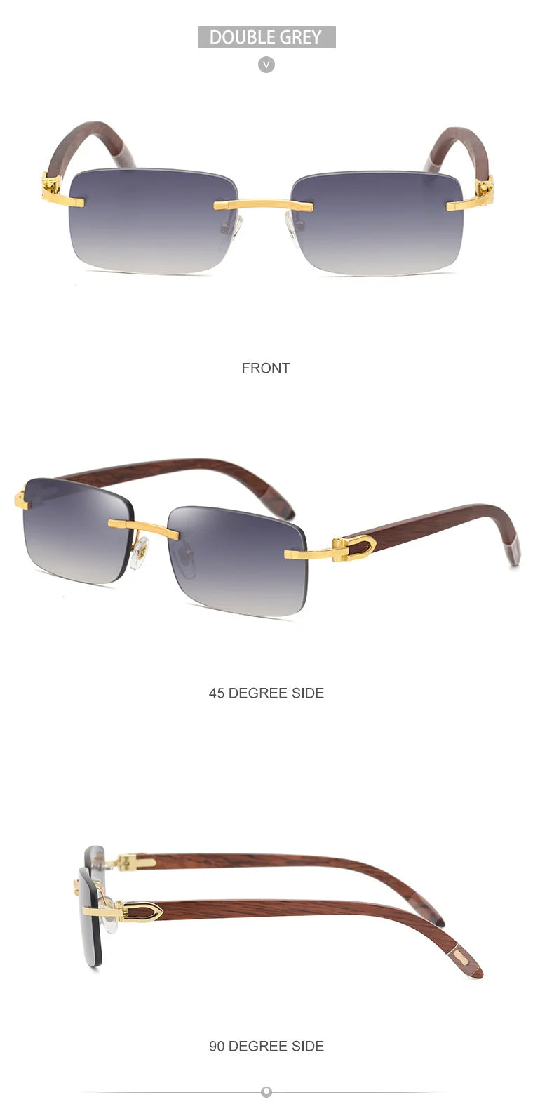 Natural Rimless Wooden Sunglasses Men Women 2025 Trendy Original Wood Sun Glasses for Male Retro Rectangle Eyewear Shades Uv400