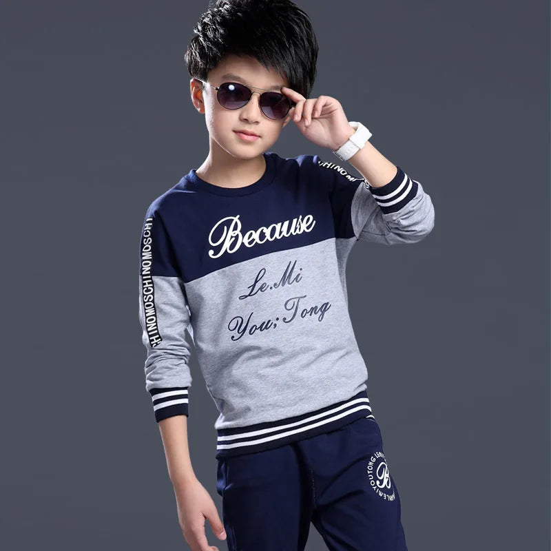 2025 Boys clothes sport suit casual sets spring letter child kids tracksuit t-shirt top and long pant 4 5 6 7 8 9 10 11 12 year