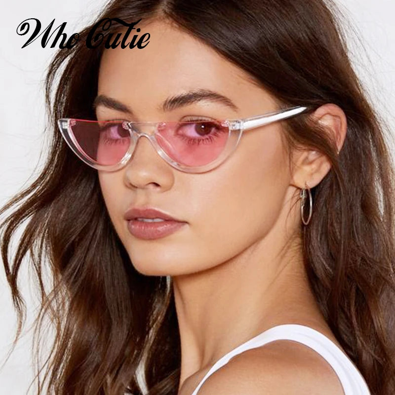 2025 Half Moon Slim Sunnies Sunglasses Women Brand Designer Retro Vintage Pink Lens Cat Eye Frame Sun Glasses Girls Shades 463B