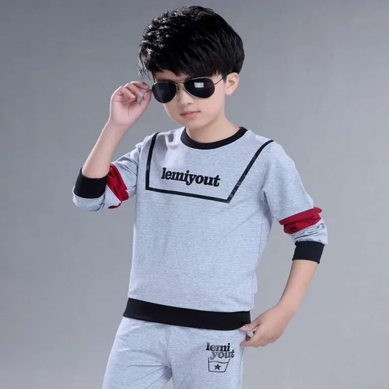 2025 Boys clothes sport suit casual sets spring letter child kids tracksuit t-shirt top and long pant 4 5 6 7 8 9 10 11 12 year