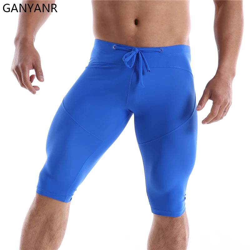 GANYANR Running Tights Men Compression Leggings Gym Sportswear Sexy Basketball Yoga Skins Sport Shorts Training Jogging Athletic