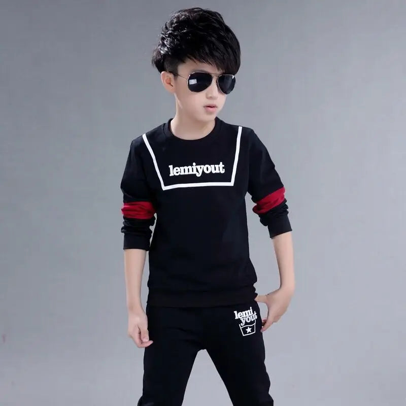 2025 Boys clothes sport suit casual sets spring letter child kids tracksuit t-shirt top and long pant 4 5 6 7 8 9 10 11 12 year
