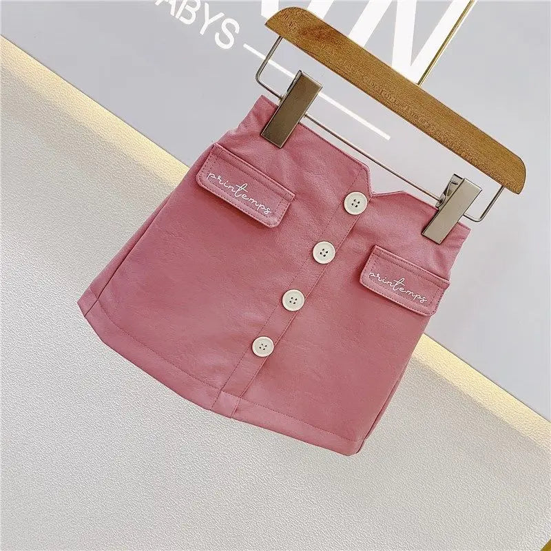 2025 new spring autumn Girls Kids leather PU zipper skirt comfortable cute baby Clothes Children Clothing