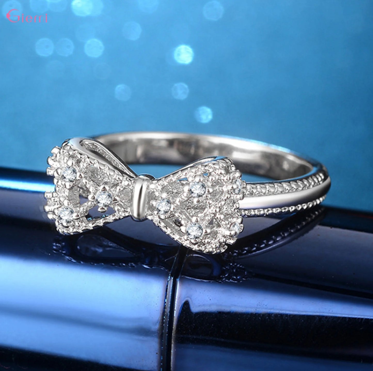 Women's 925 Sterling Silver Bowknot Zirconia Ring