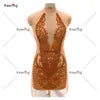 Keering Fashion Designer Silver Crystal 2023 Girls Clothing Sets Custom Glass Rhinestone Black Gold Applique for Dresses