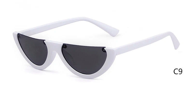 2025 Half Moon Slim Sunnies Sunglasses Women Brand Designer Retro Vintage Pink Lens Cat Eye Frame Sun Glasses Girls Shades 463B