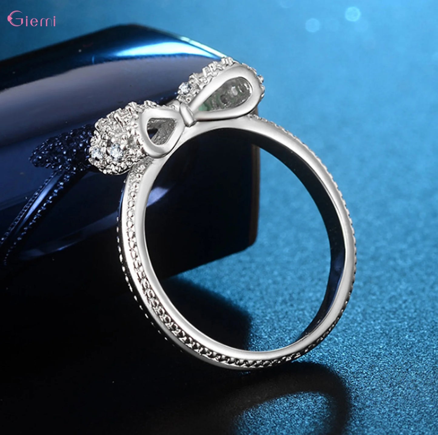 Women's 925 Sterling Silver Bowknot Zirconia Ring