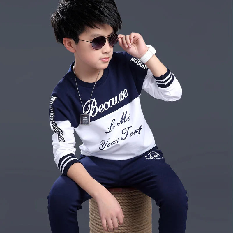 2025 Boys clothes sport suit casual sets spring letter child kids tracksuit t-shirt top and long pant 4 5 6 7 8 9 10 11 12 year
