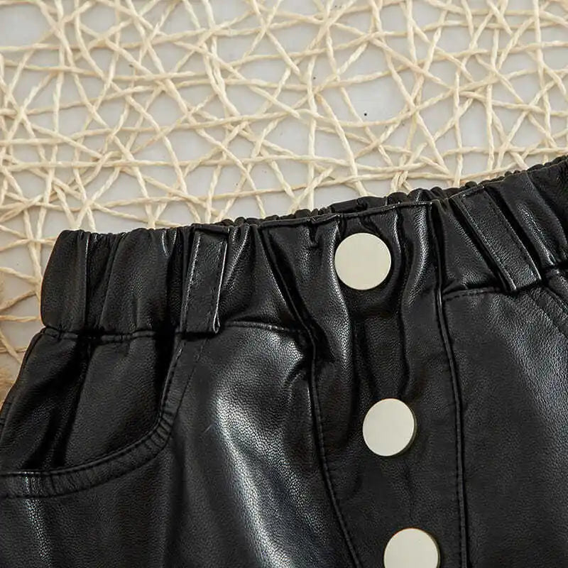 2025 new spring autumn Girls Kids leather PU zipper skirt comfortable cute baby Clothes Children Clothing