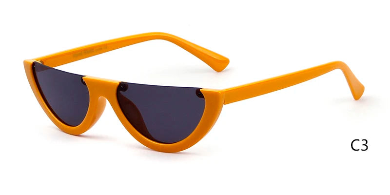 2025 Half Moon Slim Sunnies Sunglasses Women Brand Designer Retro Vintage Pink Lens Cat Eye Frame Sun Glasses Girls Shades 463B