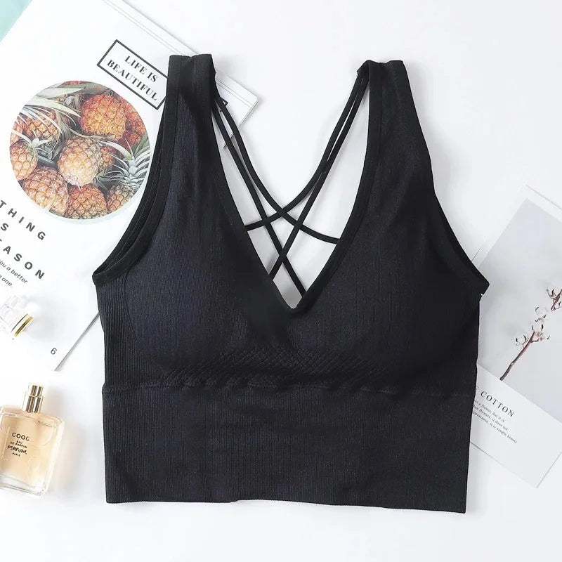 New Beauty Back Sports Bra Women Shockproof Sexy Breathable Athletic Fitness Running Gym Vest Sportswear Crop Push Up Top